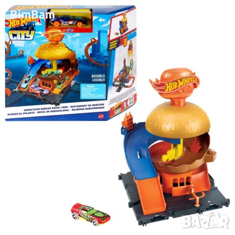 Игрален комплект Hot Wheels City Burger Drive с количка / Бургер ресторант, снимка 2 - Коли, камиони, мотори, писти - 44401863