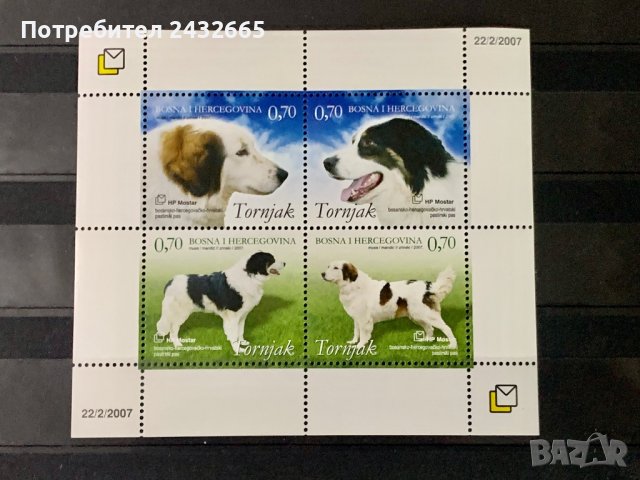 1123.  Босна и Х.( Мостар ) 2007 =   “ Фауна. Местни породи кучета “ , **, MNH