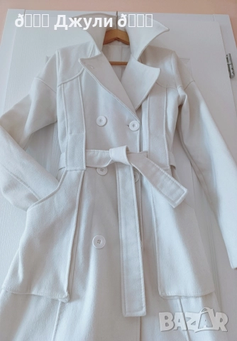 Стилно бяло палто от кашмир, снимка 4 - Палта, манта - 52940854