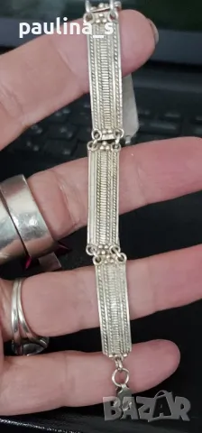 Два броя / Винтидж, рядка находка! / Сребърна гривна с мечета и филигран / СБХ , снимка 11 - Гривни - 29069424