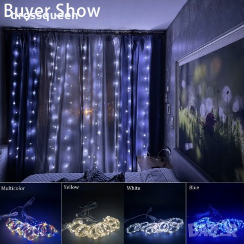 3279 Светеща LED завеса с 200 или 300 лампички за Коледа, снимка 5 - Лед осветление - 34913506