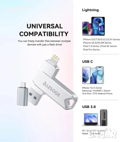 128GB USB Flash Drive за iPhone, 3 в 1 високоскоростна, снимка 4 - Друга електроника - 47599743