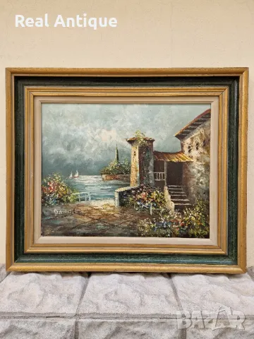 Превъзходна антикварна авторска майсторска картина масло върху платно , снимка 2 - Картини - 48157476