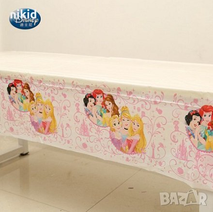 Принцеси Снежанка Белл Ариел Рапунцел Пепеляшка Аврора бяла найлонова покривка за парти рожден ден