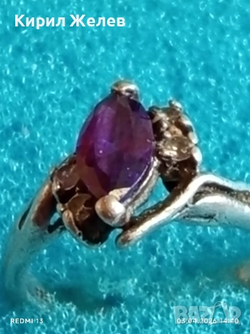 Сребърен пръстен с камък ТАНЗАНИТ и кристали майстоска ръчна изработка 40119, снимка 7 - Пръстени - 54079041