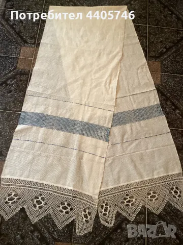 Ръчно тъкана с плетена на една кука дантела кърпа, снимка 9 - Антикварни и старинни предмети - 49469290