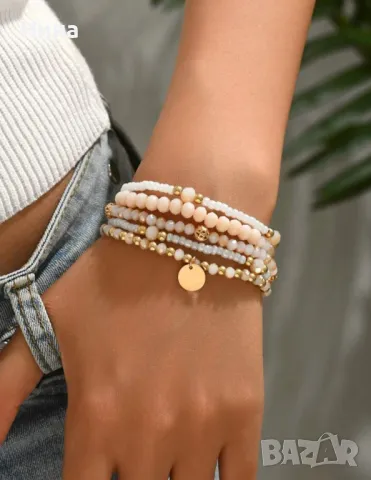 Комплект от 5 бр модни многопластови гривни от оризови мъниста 💎