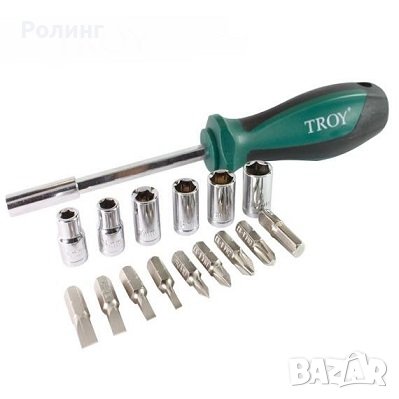 Комплект Ръкохватка с битове и вложки 16 бр. / Troy 22316 /, снимка 4 - Други инструменти - 42506376