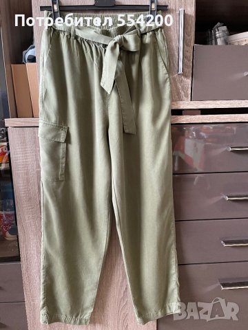 Зелен панталон с висока талия-размер S, снимка 1 - Панталони - 36905483