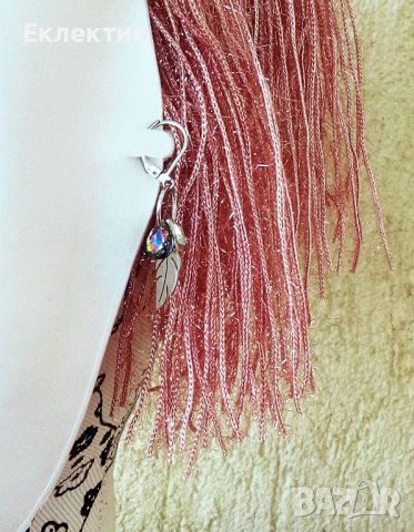 Обеци с висулки от неръждаема стомана и кристалчета, снимка 15 - Обеци - 38013916