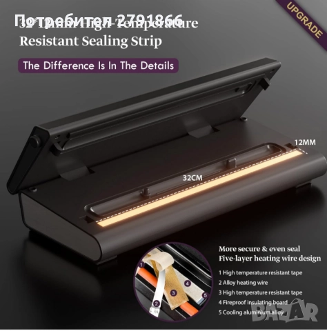 Вакуумна машина Mesliese VS6601S​ 90Kpa Мощна 6-в-1 нова, снимка 6 - Други - 52666660