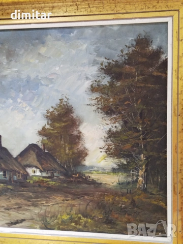 Пейзажна маслена картина върху платно с подпис  , снимка 4 - Картини - 53874457