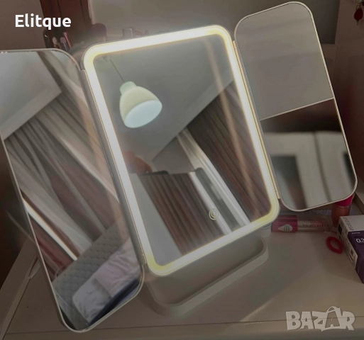 Преносимо LED огледало с осветление за тоалетка, за грим с висока разделителна способност, снимка 2 - Лед осветление - 52964391