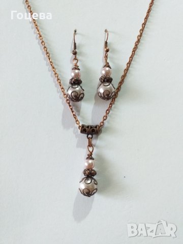 Новият ни Бохо комплект бижута с розови кристални перли и изящни медни орнаменти , снимка 3 - Бижутерийни комплекти - 33996992
