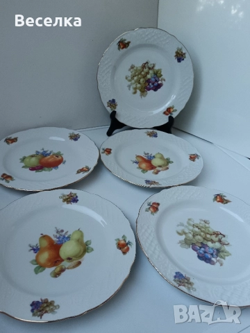 5 бр чинии за десерт Бавария, декорация с плодове , снимка 7 - Чинии - 52424457