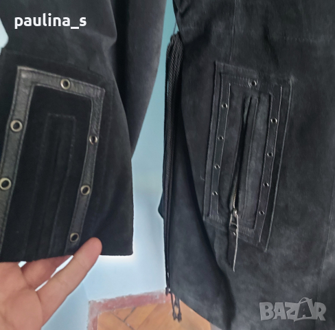 Манто ”Ulla Popken” / естествен велур и кожа / голям размер , снимка 6 - Палта, манта - 16951950