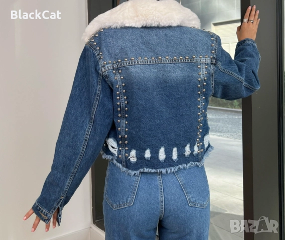 Дънково Яке С Пух, снимка 4 - Якета - 52474605