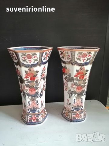 декоративен комплект стар японски порцелан с печат, снимка 6 - Антикварни и старинни предмети - 40591265