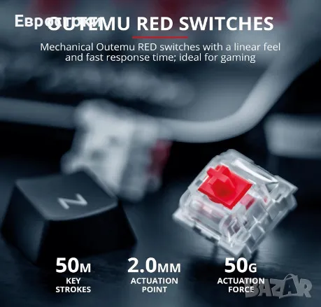 Механична клавиатура Trust Gaming GXT 1863, превключватели Outemu RED, N-key rollover, Anti-ghosting, снимка 2 - Клавиатури и мишки - 48653219