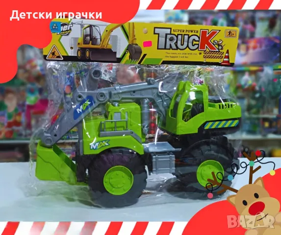 Камион багер зелен/оранжев, голяма строителна машина, снимка 3 - Коли, камиони, мотори, писти - 50226410