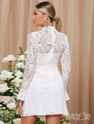 Официална бяла дантелена рокля кръщене , снимка 3 - Рокли - 25425556