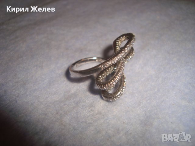 КРАСИВ СРЕБЪРЕН СКЪПОЦЕНЕН АРТ ПРЪСТЕН РОДИРАНО СРЕБРО 925 с ФАСЕТИРАНИ ЦИРКОНИ 32580, снимка 11 - Пръстени - 38381445
