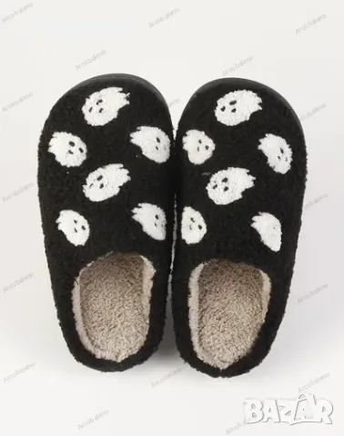 Унисекс плюшени топли домашни чехли за Хелоуин, 2цвята , снимка 3 - Чехли - 47556026