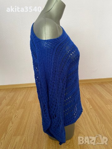 Синя плетена блуза, снимка 7 - Блузи с дълъг ръкав и пуловери - 34345584