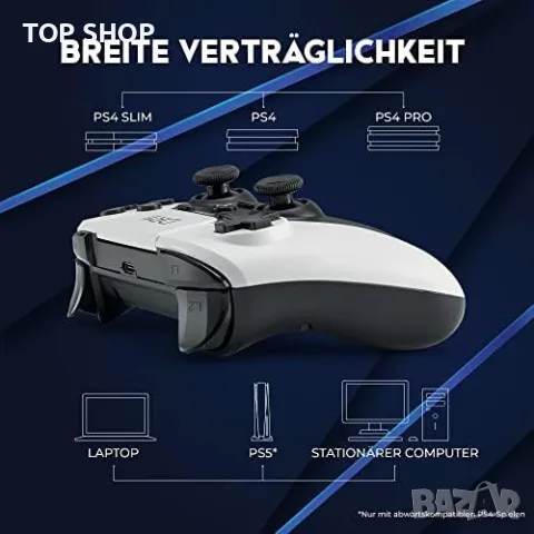 DR1TECH ShockPad II безжичен контролер за игри за PS4/PS3, съвместим с PC/iOS и двойна вибрация, снимка 7 - Аксесоари - 48757272
