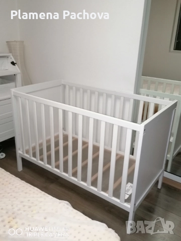 Комплект Бебешко креватче и Маса за повиване/скрин SUNDVIK, снимка 6 - Мебели за детската стая - 52590161