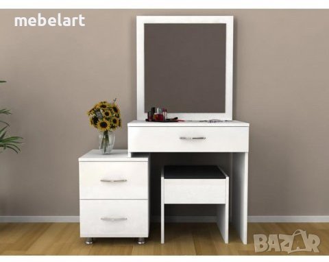 Тоалетка с огледало - Бял Гланц, снимка 2 - Тоалетки - 42505986