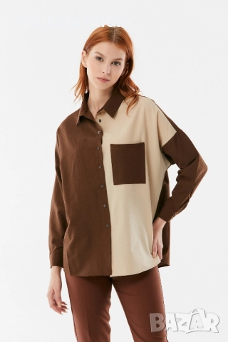 Овърсайз риза в кафяво 