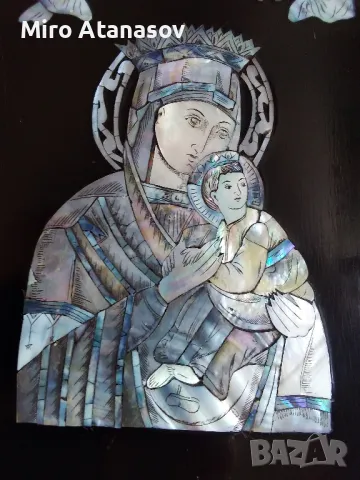 ГОЛЯМА СЕДЕФЕНА ИКОНА, снимка 8 - Антикварни и старинни предмети - 48633101