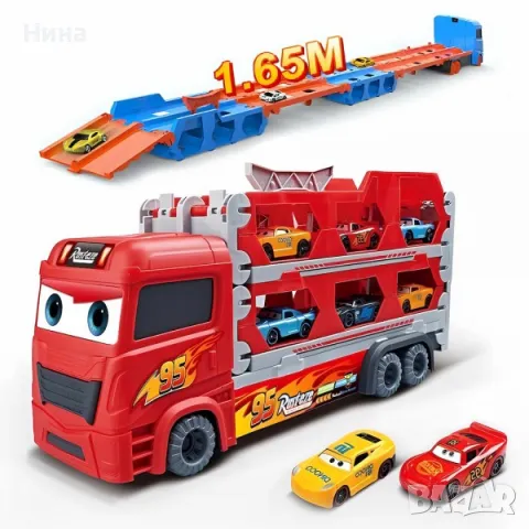 Автовоз с два катапулта, дълга писта и 2 метални коли Cars, снимка 6 - Коли, камиони, мотори, писти - 48250691