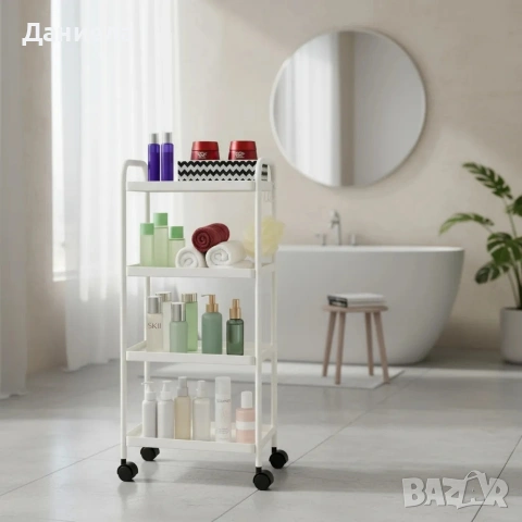 Компактна дизайнерска количка-етажерка за организиране на баня и кухня, снимка 2 - Други стоки за дома - 53256926