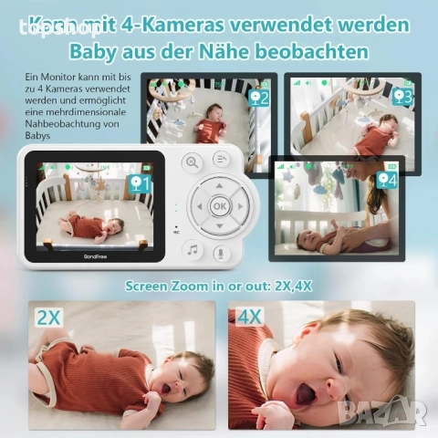 ЧИСТО НОВ Бебефон BondFree 2.8”, 300 метра, 2600mAh type C, двупосочен разговор, Vox, нощно виждане, снимка 9 - Бебефони - 51598034