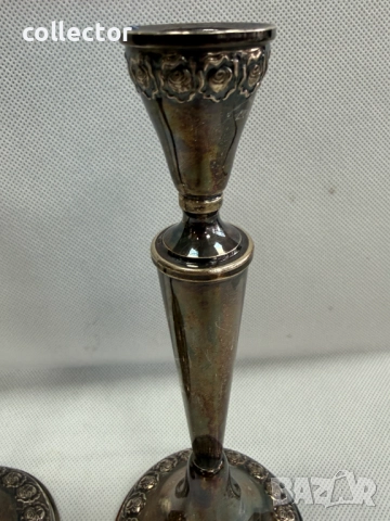 Винтидж сребърни свещници. №7726, снимка 3 - Антикварни и старинни предмети - 52789861
