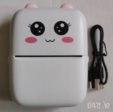 Нов Розов Мини Принтер – Bluetooth, Термален, Котешки Дизайн, USB‑C, снимка 2 - Принтери, копири, скенери - 50647533