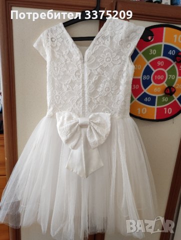 Бяла рокля за момиче 128, снимка 4 - Детски рокли и поли - 42096337