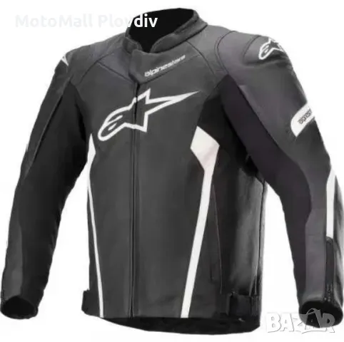 Кожено мото яке ALPINESTARS FASTER V2 BLACK/WHITE пистов чопър скутер, снимка 2 - Аксесоари и консумативи - 49282050