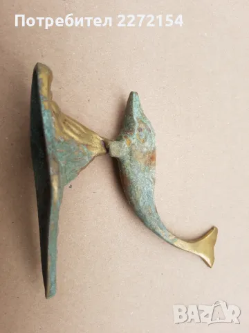 Бронзова пластика статуетка фигурка делфин, снимка 3 - Антикварни и старинни предмети - 48540642