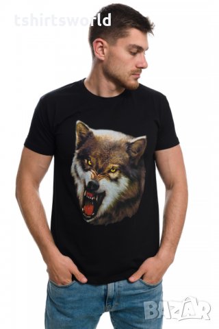 Нова мъжка тениска с дигитален печат Зъбат вълк, Серия Вълци, снимка 5 - Тениски - 27597329