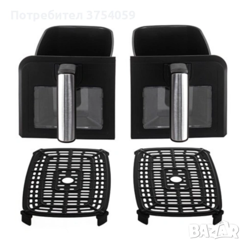 Двоен фритюрник Air Fryer, работещ  без олио, 8L, цифров дисплей, технология за интелигентно разпозн, снимка 2 - Фритюрници - 53179881