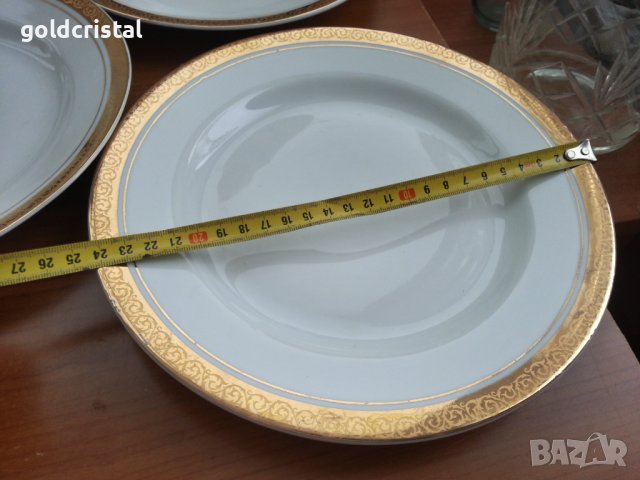 Стар български порцелан чинии с златен кант , снимка 3 - Антикварни и старинни предмети - 39897654