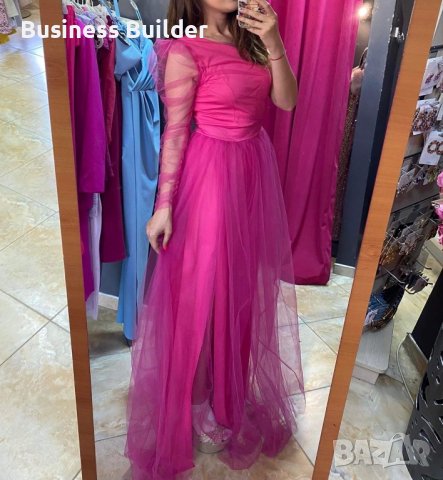 🍬 🤩 Нова бутикова дълга розова рокля с едно рамо - модел  “Princess” 🍬❤️, снимка 1 - Рокли - 37075377