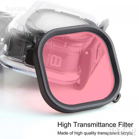 Филтър за подводно снимане за GoPro Hero 8 Black, За водоустойчивия корпус, 46.5 x 46.5mm, Червен, снимка 2 - Обективи и филтри - 31986094
