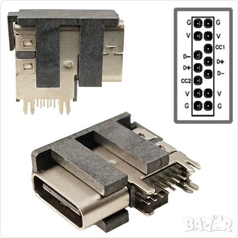 Букса конектор USB Type-C  14 pin ; Waterproof IP7, снимка 6 - Ремонт на друга електроника - 54184371