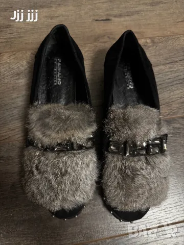 Велурени обувчици със заешки косъм, снимка 2 - Дамски ежедневни обувки - 49508690