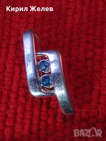 КРАСИВО СКЪПОЦЕННО МЕДАЛЬОНЧЕ с БЯЛА ПОЗЛАТА и ФАСЕТИРАНИ СИНИ КРИСТАЛЧЕТА 25866