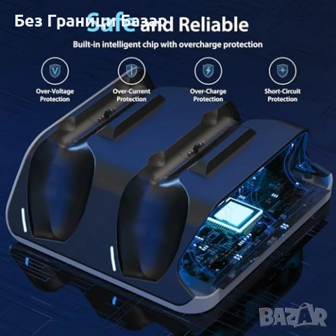 Нова Док станция за PS5 контролери джойстик двойно зареждане LED бяла, снимка 4 - Аксесоари - 53886905